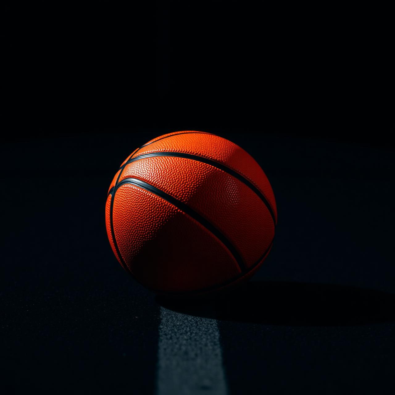 Basketball under dramatic light